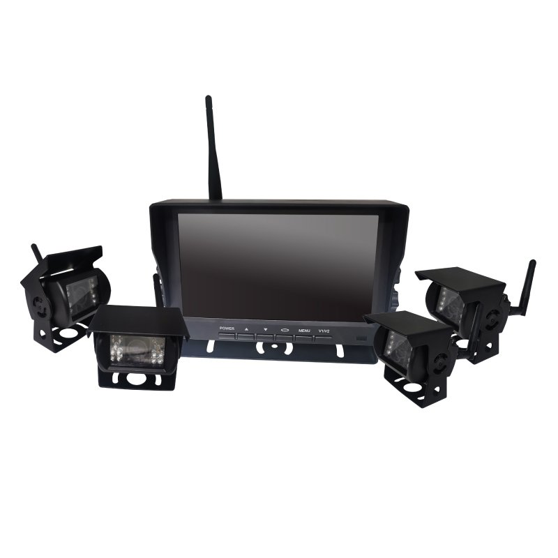 4CH Ai Bsd Wireless Rearview Car Camera System with 4PCS Camera and 10.1 Inch DVR Monitor for Truck RV Forklift